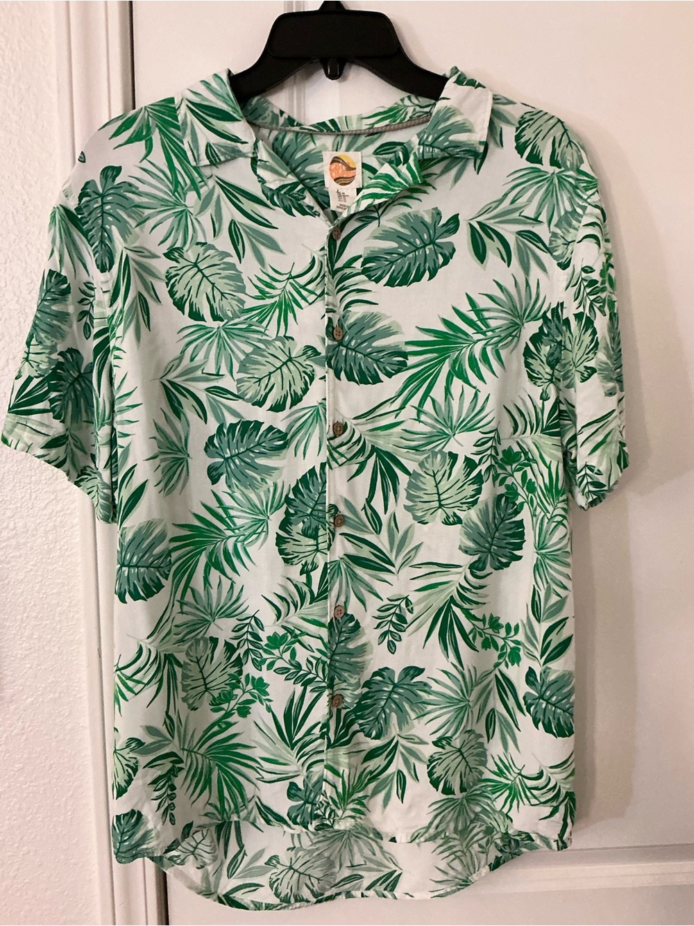 C&C California Tropical Hawaiian Palm Leaf Button Up Shirt Mens Medium Rayon